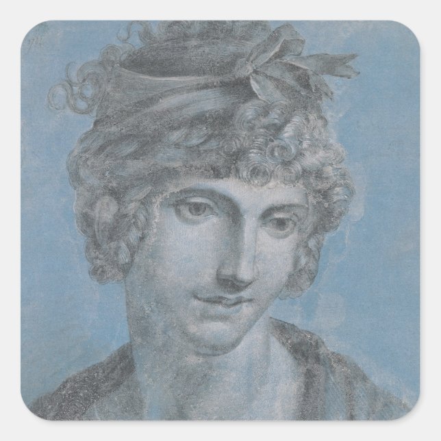 Pegatina Cuadrada Madame Aubry Olympia de Gouges, 1784 (Anverso)