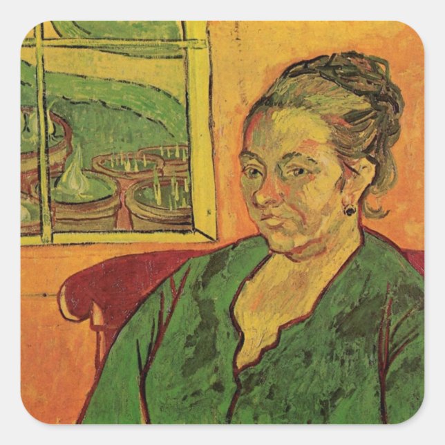 Pegatina Cuadrada Madame Augustine Roulin por Vincent van Gogh (Anverso)