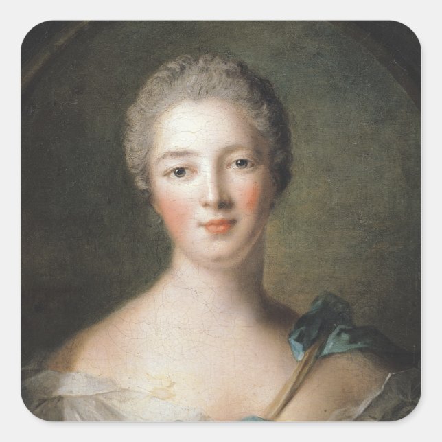 Pegatina Cuadrada Madame de Pompadour 1748 (Anverso)