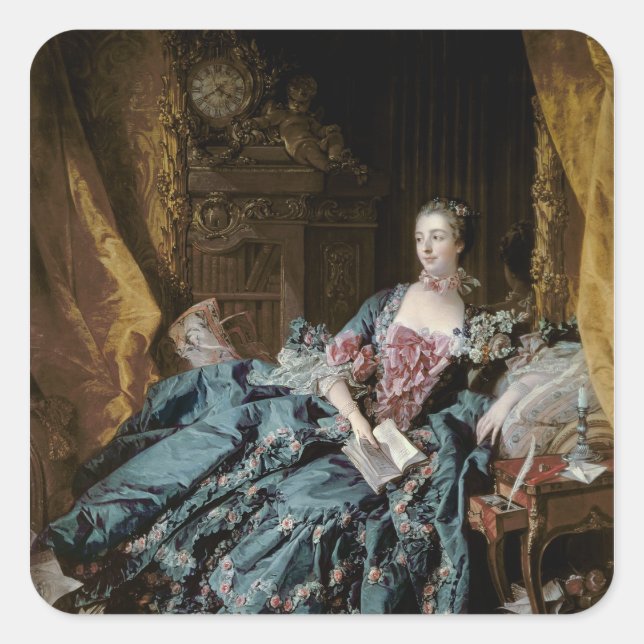 Pegatina Cuadrada Madame de Pompadour, 1756 (Anverso)