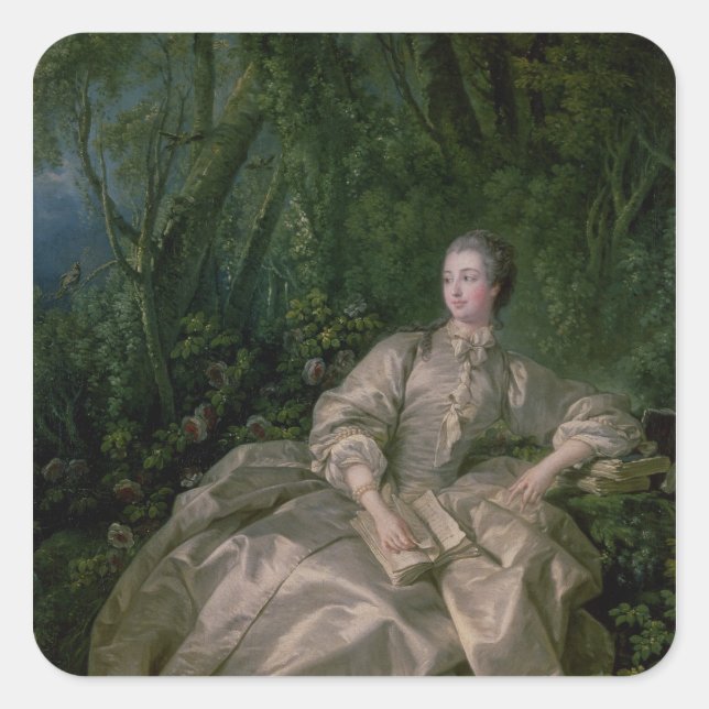 Pegatina Cuadrada Madame de Pompadour, 1758 (Anverso)