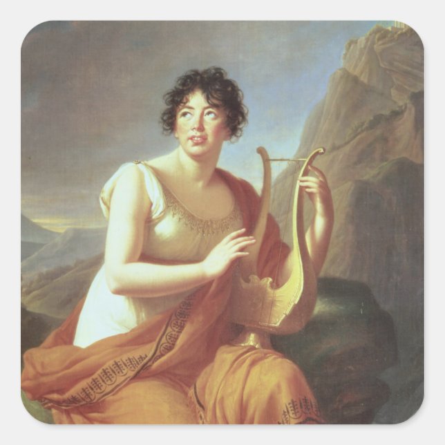 Pegatina Cuadrada Madame de Stael as Corinne, 1809 (Anverso)