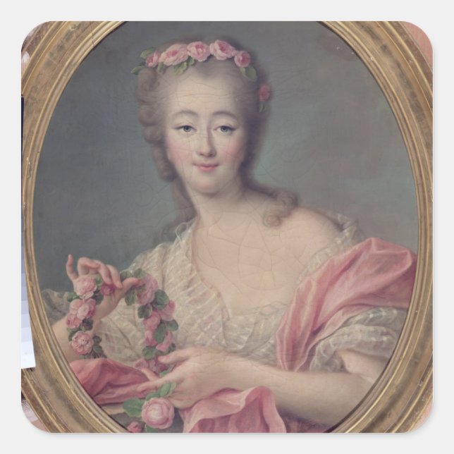 Pegatina Cuadrada Madame du Barry, 1770 (Anverso)