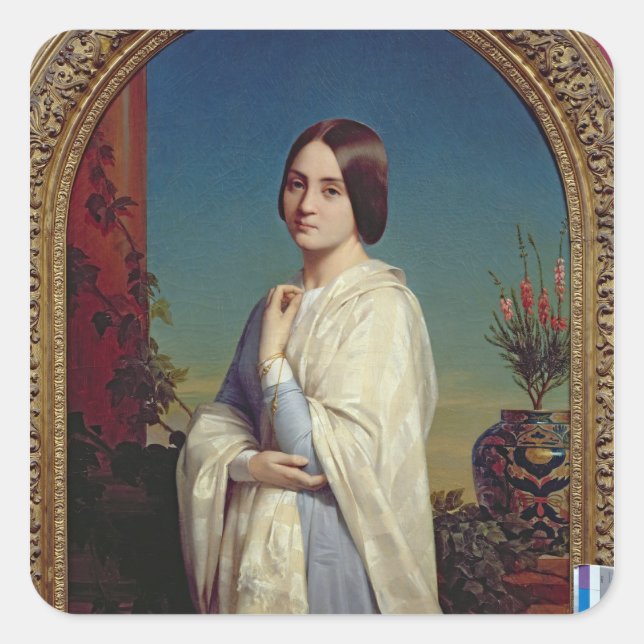 Pegatina Cuadrada Madame Edouard Dubufe 1842 (Anverso)