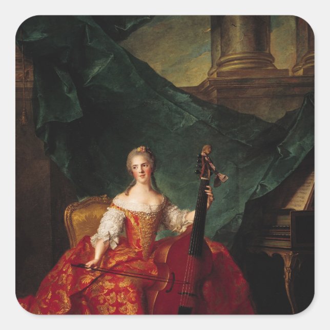 Pegatina Cuadrada Madame Henriette de France en la corte (Anverso)