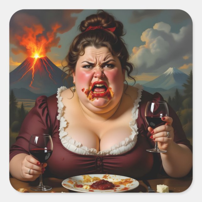 Pegatina Cuadrada “Madame Lava-Cake”- She Blows At A Moments Notice (Anverso)