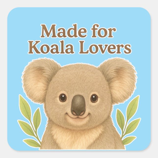 Pegatina Cuadrada Made for Koala Lovers - Cute Wildlife Design for A (Anverso)