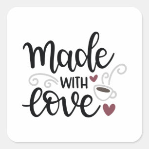 Pegatina Cuadrada Made with love
