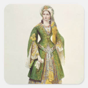 Pegatina Cuadrada Mademoiselle Rachel como Roxane en 'Bajazet'