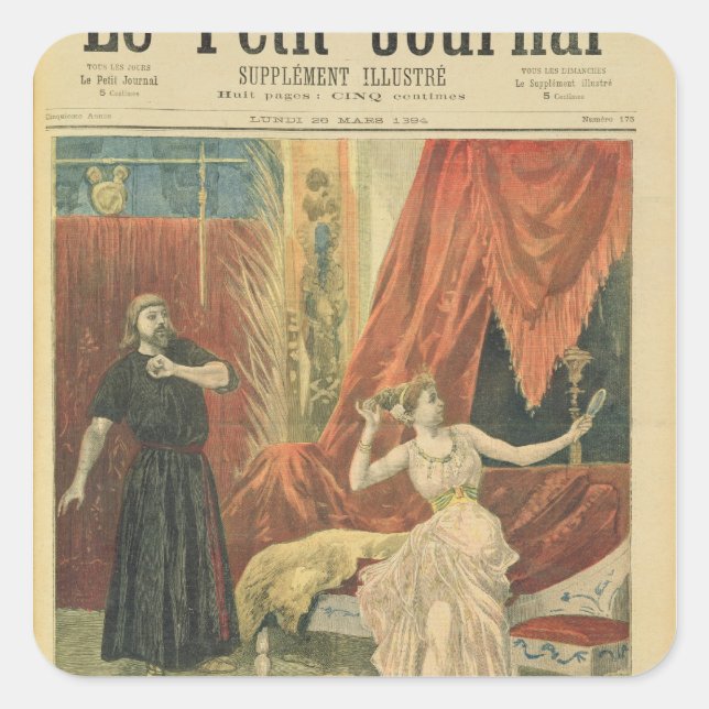 Pegatina Cuadrada Mademoiselle Sibyl Sanderson y Monsieur Jean (Anverso)