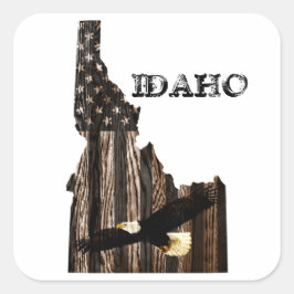 PEGATINA CUADRADA MADERA BALD EAGLE BURNT - IDAHO PATRIOT BLK