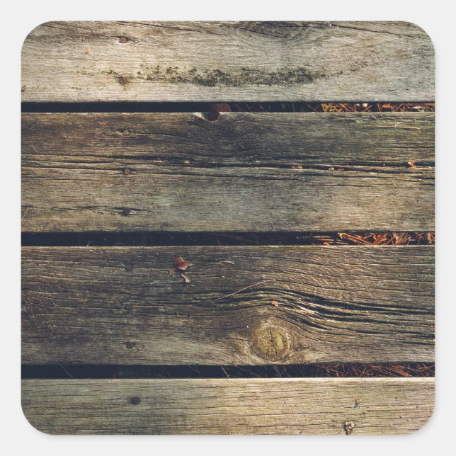 Pegatina Cuadrada Madera de granero rústico (Anverso)