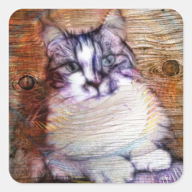 Pegatina Cuadrada Madera noruega (Anverso)