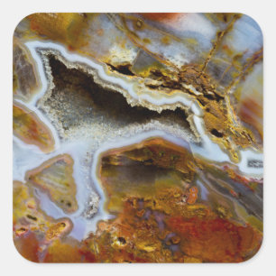 Pegatina Cuadrada Madera Petrificada Con Cristales