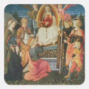 Pegatina Cuadrada Madonna de la faja sagrada, 1456 (tempera
