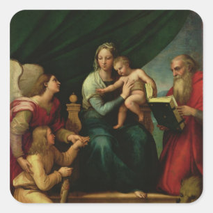 Pegatina Cuadrada Madonna de los pescados c.1513