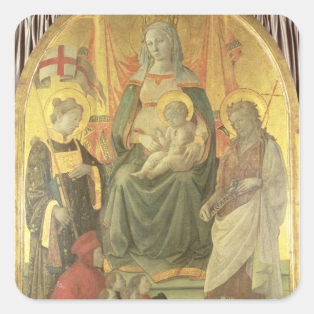 Pegatina Cuadrada Madonna del Ceppo, 1453 (y detalle 62016) (Anverso)