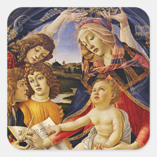 Pegatina Cuadrada Madonna del Magnífico por Botticelli