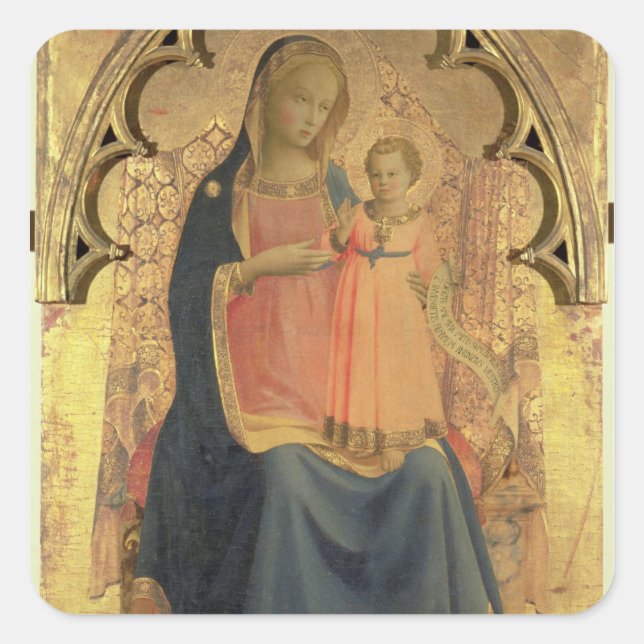Pegatina Cuadrada Madonna e Child, panel central de un tríptico (Anverso)
