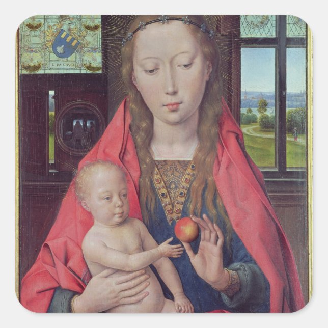 Pegatina Cuadrada Madonna e niño 2 (Anverso)