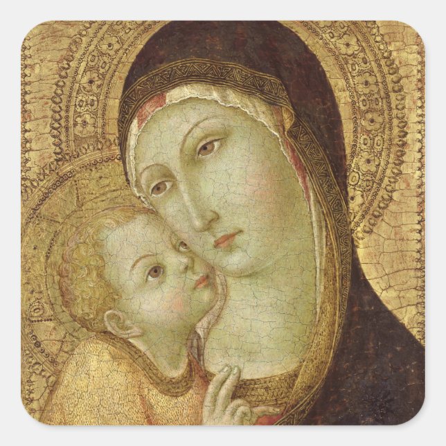 Pegatina Cuadrada Madonna e niño 2 (Anverso)