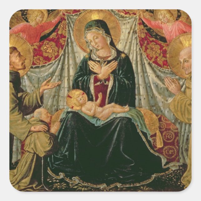 Pegatina Cuadrada Madonna e niño 2 (Anverso)