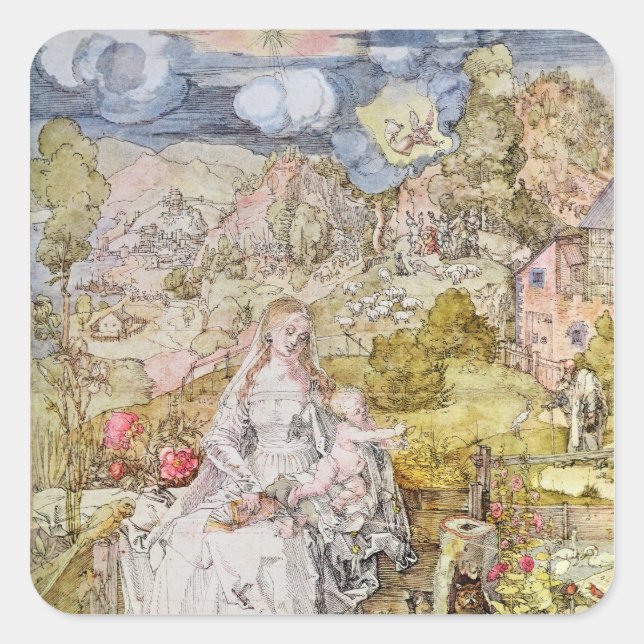 Pegatina Cuadrada Madonna e niño 3 (Anverso)