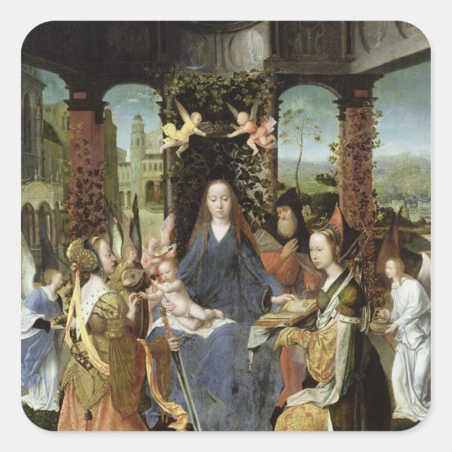Pegatina Cuadrada Madonna e niño 3 (Anverso)