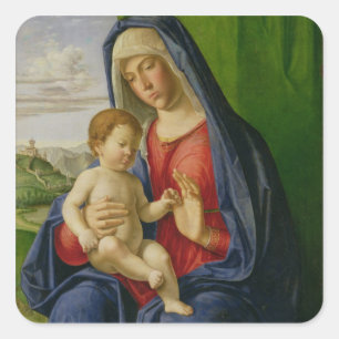 Pegatina Cuadrada Madonna e niño, años 1490