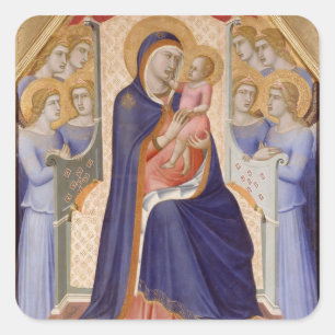 Pegatina Cuadrada Madonna in Glory, c.1315 (temperatura sobre el pan