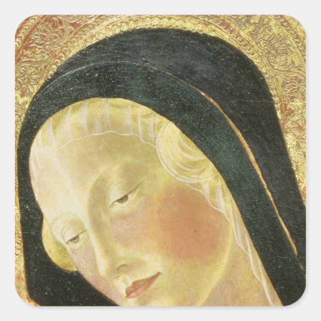 Pegatina Cuadrada Madonna y el niño (Anverso)