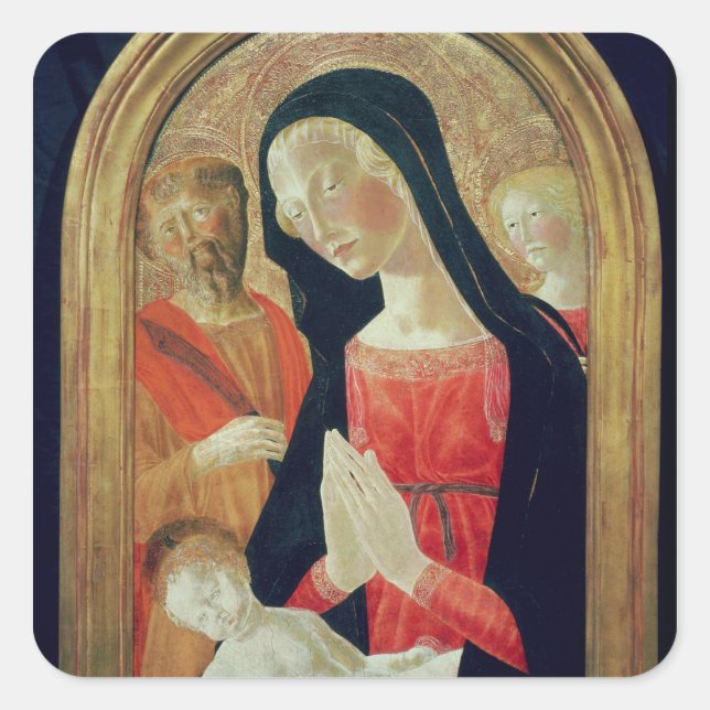 Pegatina Cuadrada Madonna y el niño (Anverso)