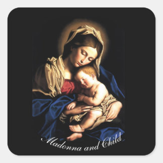 Pegatina Cuadrada Madonna y el niño