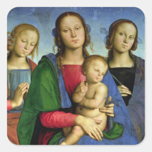 Pegatina Cuadrada Madonna y niño