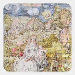 Pegatina Cuadrada Madonna y niño 3