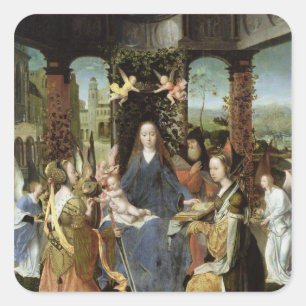 Pegatina Cuadrada Madonna y niño 3