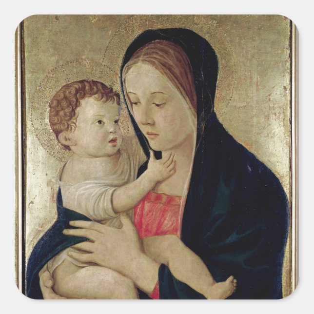 Pegatina Cuadrada Madonna y niño, c.1475 (Anverso)
