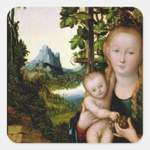 Pegatina Cuadrada Madonna y niño, c.1525