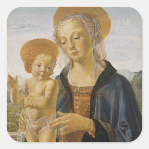 Pegatina Cuadrada Madonna y niño, circa 1470