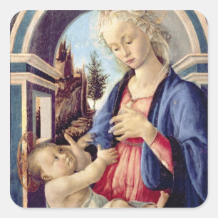 Pegatina Cuadrada Madonna y niño (el panel) 2