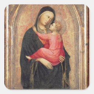 Pegatina Cuadrada Madonna y niño (el panel) 3