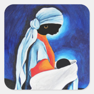 Pegatina Cuadrada Madonna y niño - hijo querido 2008