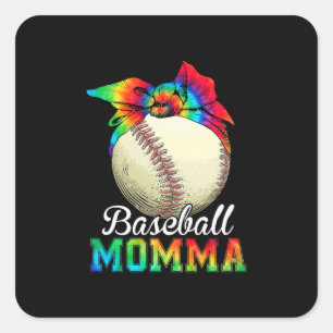 Pegatina Cuadrada Madre Arte Béisbol Momia Cumpleaños
