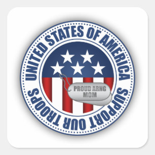 Pegatina Cuadrada Madre de la Guardia Nacional del Ejército Orgullo