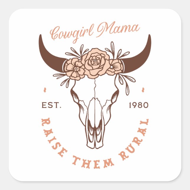 Pegatina Cuadrada Madre de vaca madre país madre sahm criarlos en el (Anverso)