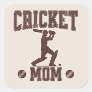 Pegatina Cuadrada Madre del cricket Entusiasta del deporte amante de