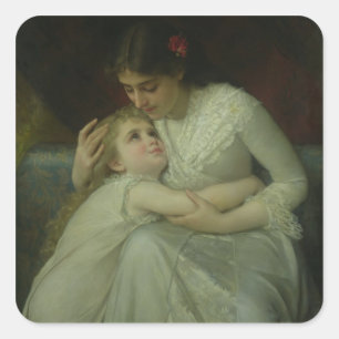 Pegatina Cuadrada Madre e hijo (aceite sobre lienzo)