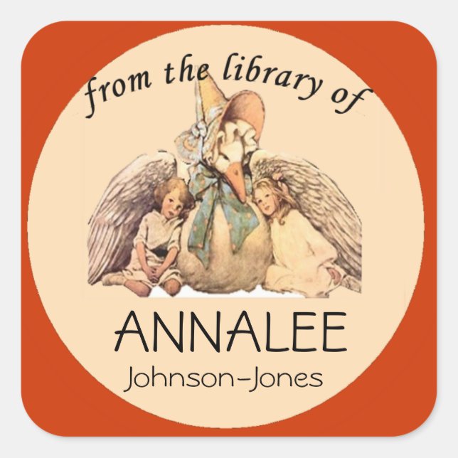 Pegatina Cuadrada Madre ganosa de la biblioteca de la placa (Anverso)