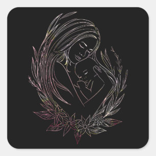 Pegatina Cuadrada Madre madre bebé partera Doula