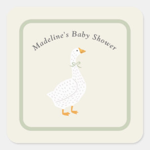 Pegatina Cuadrada Madre Oca de cuento de hadas Vintage Baby Shower